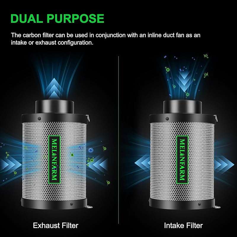 MELONFARM 4 Inch Air Carbon Filter Smelliness Control with Australia Virgin Charcoal, Odor Removal Carbon Filter for Grow Tent, Inline Fan, Hydroponics, Pre-Filter Included, Insulated Flange 4" x 11" - Image 5