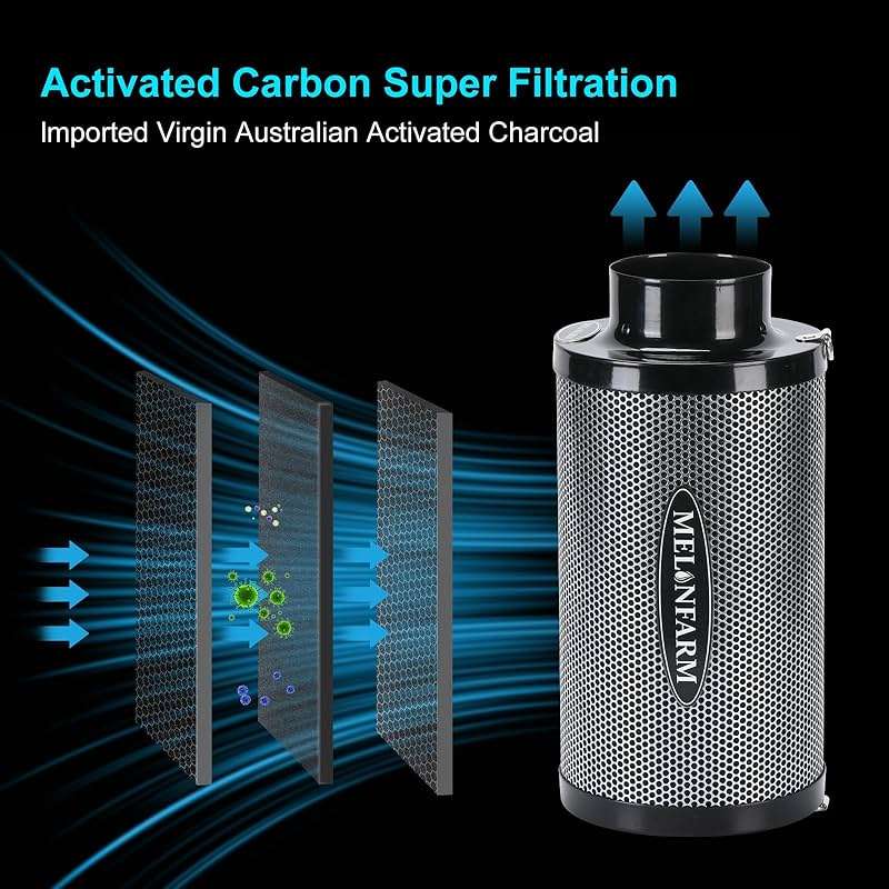 MELONFARM 4 Inch Air Carbon Filter Smelliness Control with Australia Virgin Charcoal, Odor Removal Carbon Filter for Grow Tent, Inline Fan, Hydroponics, Pre-Filter Included, Insulated Flange 4" x 11" - Image 6