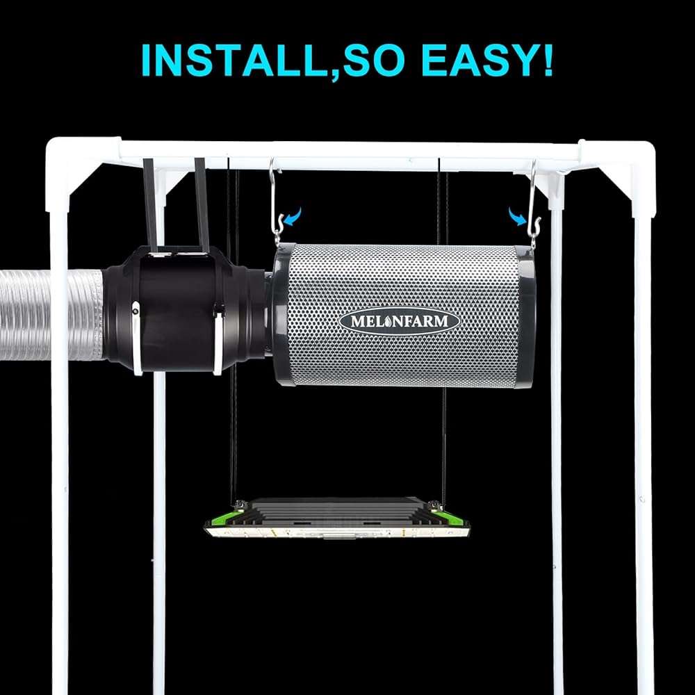 MELONFARM 4 Inch Air Carbon Filter Smelliness Control with Australia Virgin Charcoal, Odor Removal Carbon Filter for Grow Tent, Inline Fan, Hydroponics, Pre-Filter Included, Insulated Flange 4" x 11" - Image 8