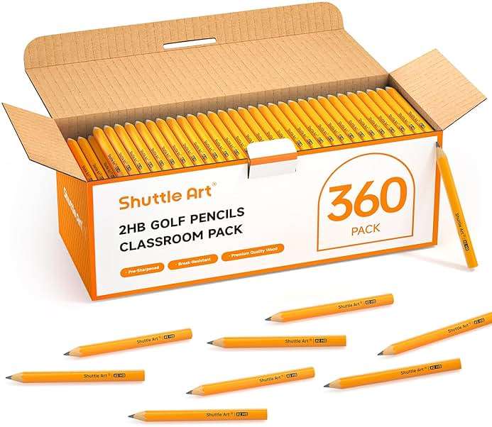 Shuttle Art 360 Pack #2 HB Golf Pencils, Wood-cased 3.5” Mini Pencils Bulk, Pre-sharpened Small Pencil for Kids Teachers Writing Marking Sketching, Classroom Essentials, Back to School Supplies - Image 1