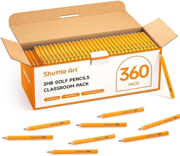 Shuttle Art 360 Pack #2 HB Golf Pencils, Wood-cased 3.5” Mini Pencils Bulk, Pre-sharpened Small Pencil for Kids Teachers Writing Marking Sketching, Classroom Essentials, Back to School Supplies - Product Image