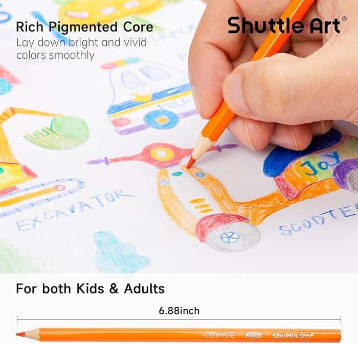 Shuttle Art 720 Colored Pencils Bulk, 12 Vibrant Colors, Pack of 60, Pre-sharpened Coloring Pencils, Wood Colored Pencil for Kids Teachers, Classroom Essentials, Back to School Supplies - Image 5