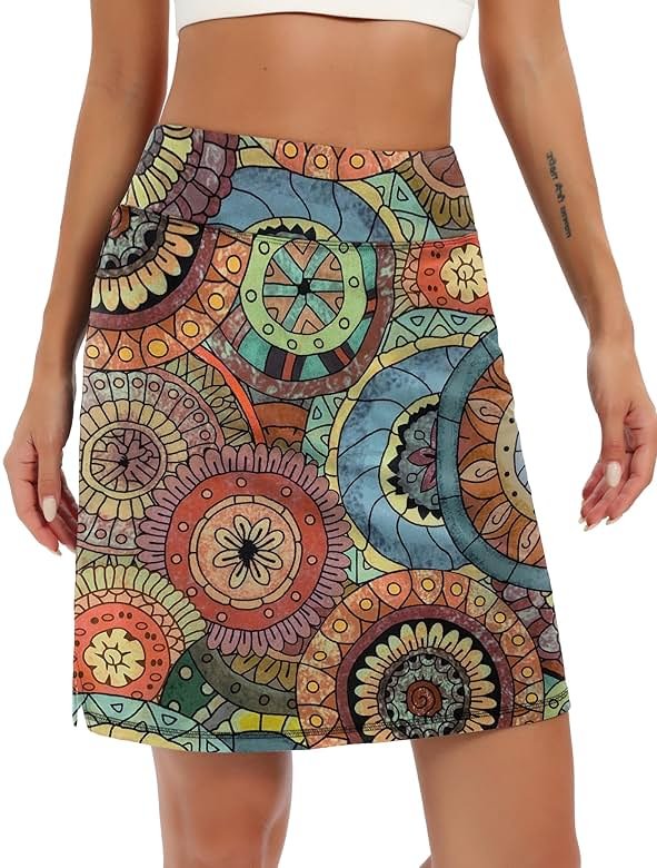 LouKeith 19" Knee Length Skorts Skirts for Women Tennis Skirts Athletic Golf Skorts Casual Workout Skirt with Shorts Pockets - Product Image