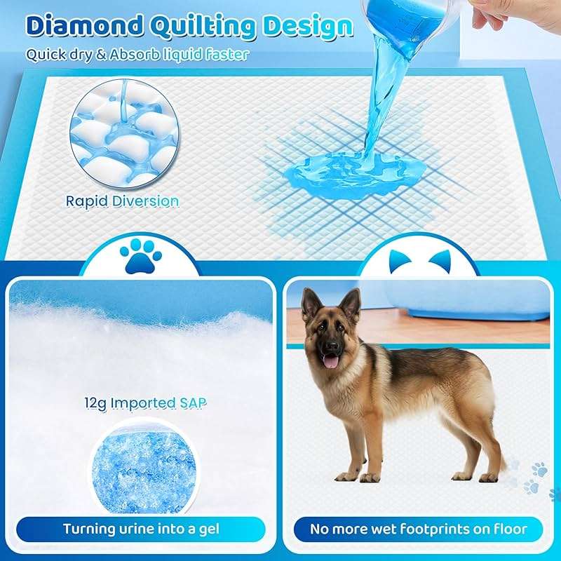 Upgrade Leak-Proof Pet Training and Puppy Pads, Jumbo Pee Pads for Dogs with Thicken Polymer Heavy Absorbency, Quick Dry Disposable Pee Pads for Cats Dogs - Image 6