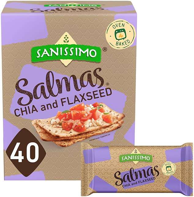 Sanissimo Salmas Chia & Flaxseed, 40 Packs of 3 Crackers, Oven Baked Corn Crackers, Gluten Free, Non-GMO, Kosher Certified - Image 1