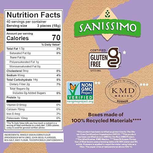 Sanissimo Salmas Chia & Flaxseed, 40 Packs of 3 Crackers, Oven Baked Corn Crackers, Gluten Free, Non-GMO, Kosher Certified - Image 2