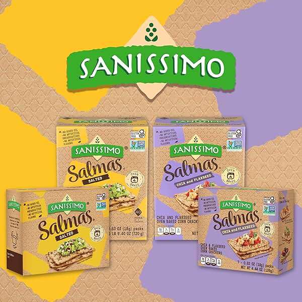 Sanissimo Salmas Chia & Flaxseed, 40 Packs of 3 Crackers, Oven Baked Corn Crackers, Gluten Free, Non-GMO, Kosher Certified - Image 8