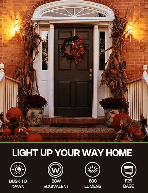 Eastiya Dusk to Dawn Light Bulbs, 6W Equivalent 60W, Soft White 2700K, E26 Base, Light Sensing, ST58 Vintage Style, 600LM, Outdoor Edison Bulbs, Automatic Light Bulbs for Porch Patio Garage, 4 Pack - Image 3