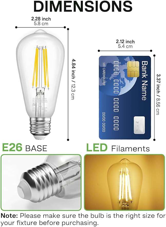 Eastiya Dusk to Dawn Light Bulbs, 6W Equivalent 60W, Soft White 2700K, E26 Base, Light Sensing, ST58 Vintage Style, 600LM, Outdoor Edison Bulbs, Automatic Light Bulbs for Porch Patio Garage, 4 Pack - Image 7