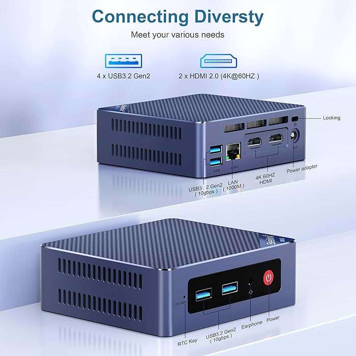 Beelink Mini PC, Mini S12 Intel 12th N95(Up to 3.4GHz), 8GB DDR4 256GB M.2 SSD, Desktop Computers Support 4K Dual HDMI Display/USB3.2/1000Mbps LAN/WOL Home/Office - Image 7