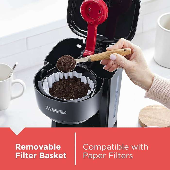 BLACK+DECKER 12-Cup Coffee Maker with Easy On/Off Switch, Easy Pour, Non-Drip Carafe with Removable Filter Basket, Vortex Technology, Black - Image 9