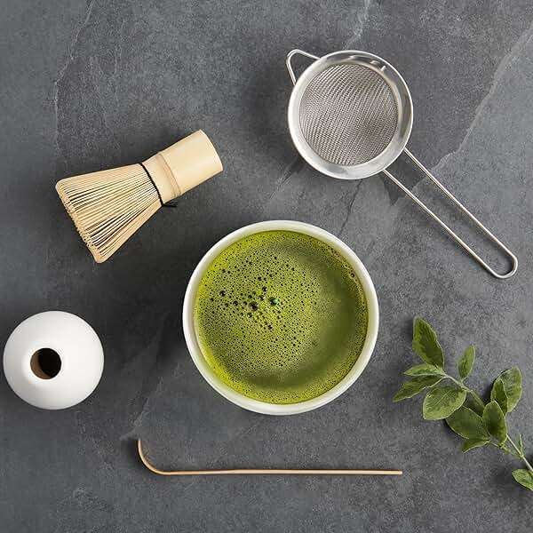 Helen’s Asian Kitchen Traditional Japanese Matcha Tea Gift Set – 5-Piece Ceremonial-Grade Kit with Bamboo Whisk, Handcrafted Bowl, Tea Sifter, Measuring Scoop, and Whisk Stand, Complete Serving Tools - Image 2
