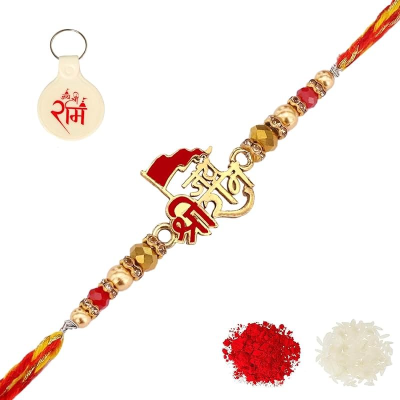 Riddhika Ventures Brother Rakhi with Greeting Card | Rakhi Thread | Rakhi Gifts for Brother, Sister, Bhaiya, Bhabhi for Indian Rakhi Raksha Bandhan Festival (K16) (RV10) - Product Image