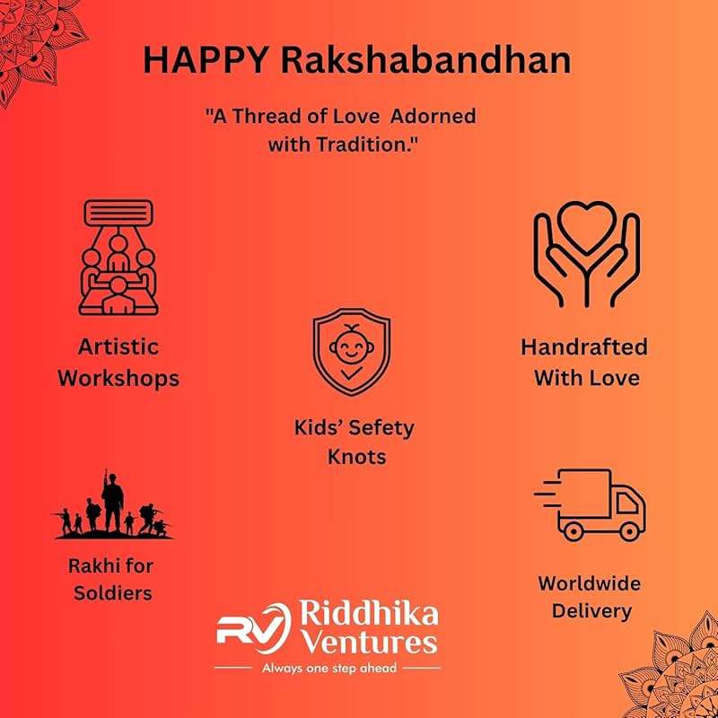 Riddhika Ventures Brother Rakhi with Greeting Card | Rakhi Thread | Rakhi Gifts for Brother, Sister, Bhaiya, Bhabhi for Indian Rakhi Raksha Bandhan Festival (K16) (RV10) - Image 7