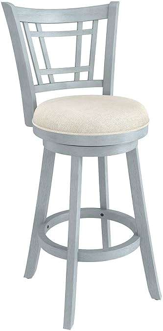 Hillsdale Fairfox 30.5" Wood Swivel Bar Height Stool, Blue Wire Brush - Image 1