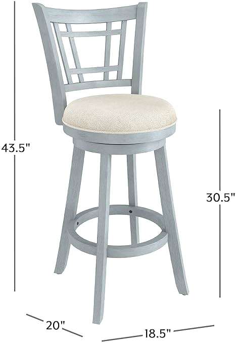 Hillsdale Fairfox 30.5" Wood Swivel Bar Height Stool, Blue Wire Brush - Image 3