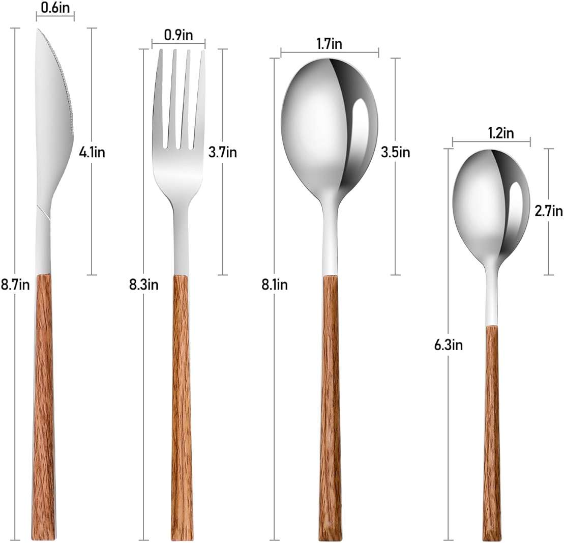 Stainless Steel Flatware Set for 4, Cutlery Utensils Set Include Knives/Forks/Spoons Service for 4, Mirror Polished and Dishwasher Safe (Silver) - Image 3