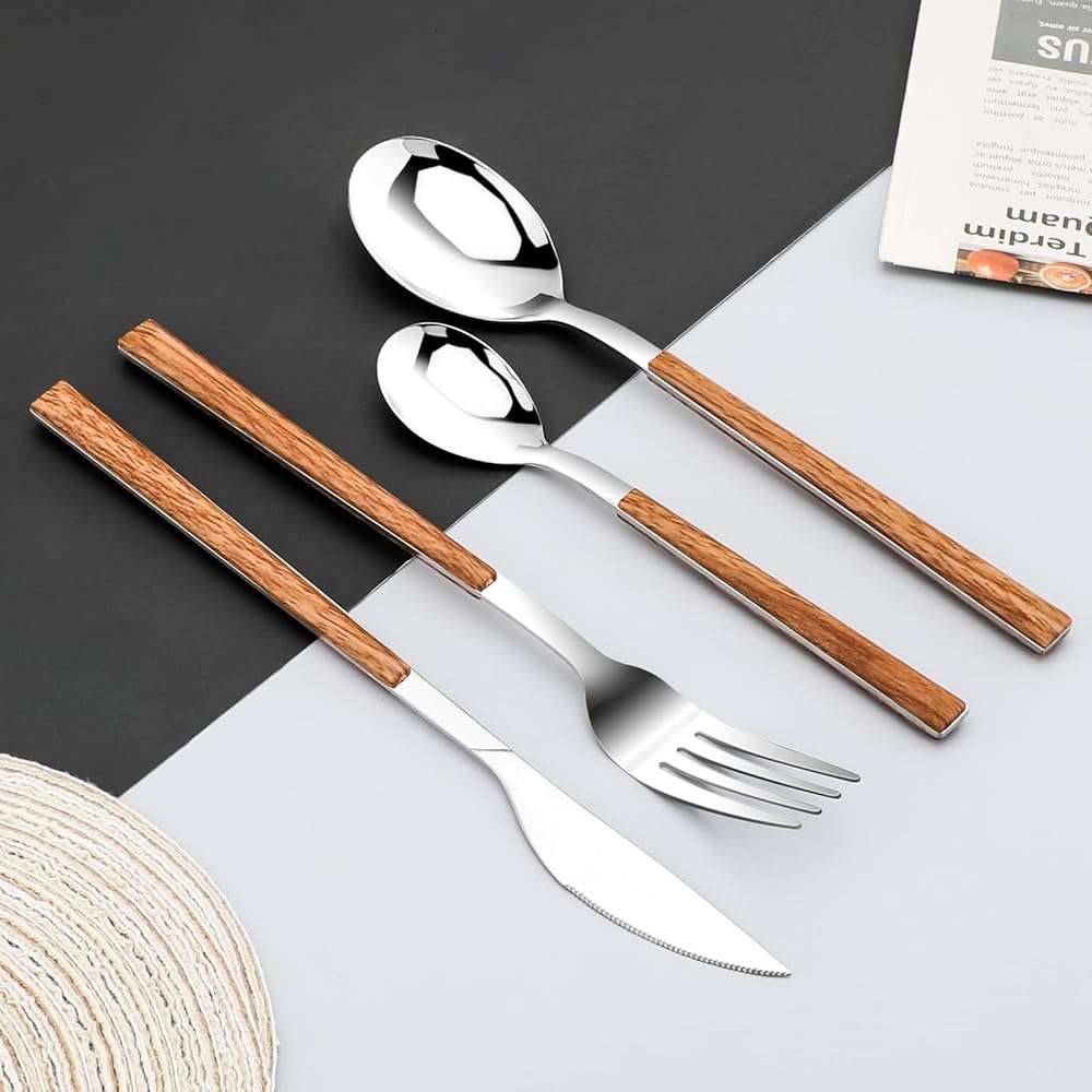 Stainless Steel Flatware Set for 4, Cutlery Utensils Set Include Knives/Forks/Spoons Service for 4, Mirror Polished and Dishwasher Safe (Silver) - Image 4