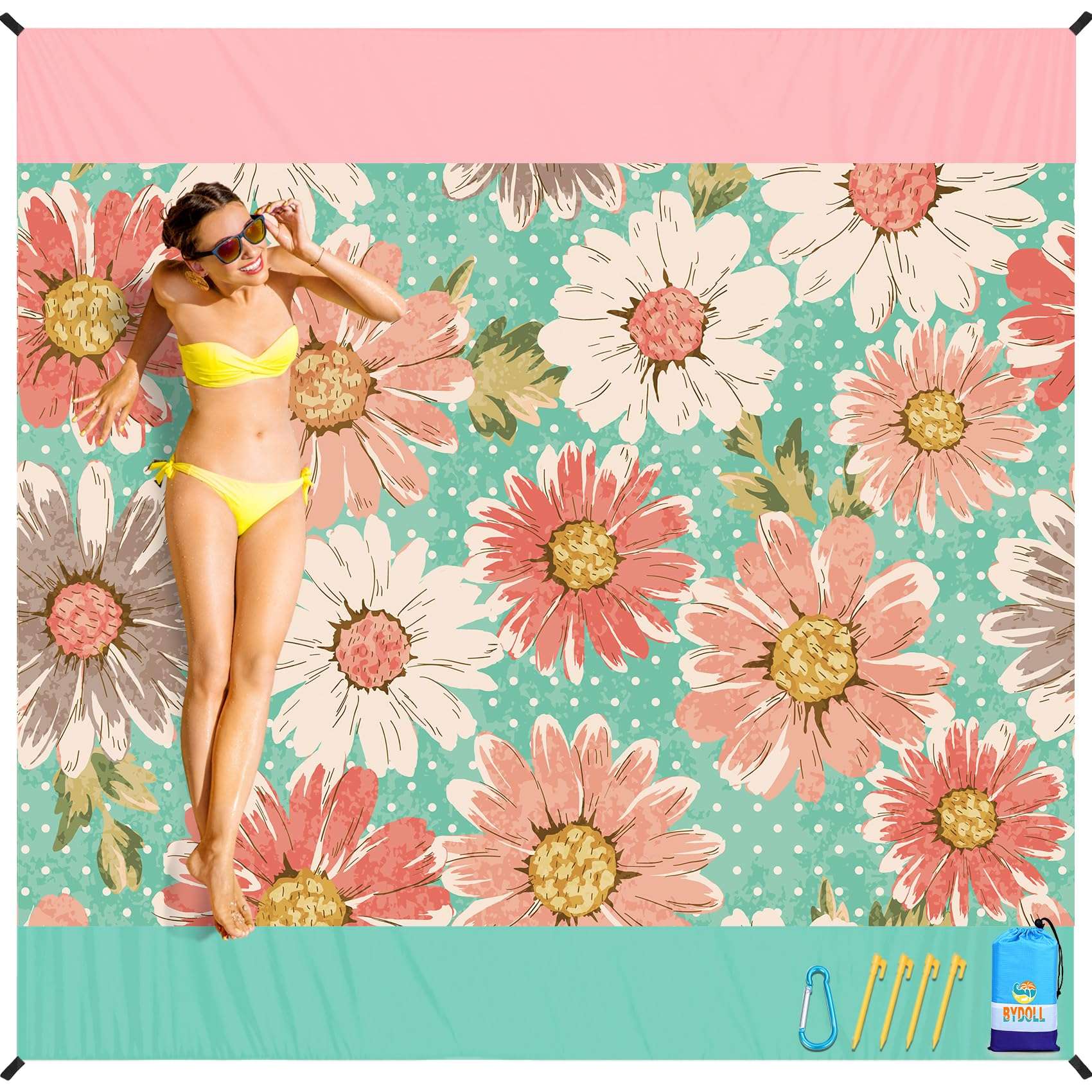BYDOLL Beach Blanket Waterproof Sandproof,78''X81''/78''X110'' Large Sand Free Oversized Lightweight Sand Resistant Blanket, Picnic Mat for Beach Travel Camping Hiking Essentials - Image 1