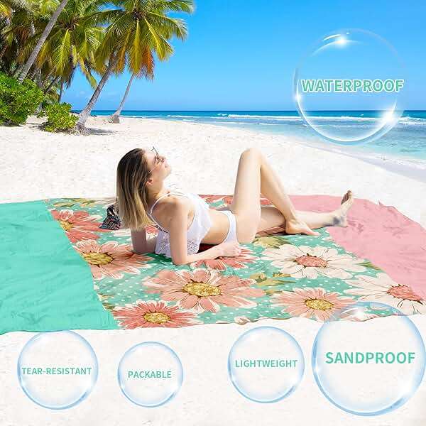 BYDOLL Beach Blanket Waterproof Sandproof,78''X81''/78''X110'' Large Sand Free Oversized Lightweight Sand Resistant Blanket, Picnic Mat for Beach Travel Camping Hiking Essentials - Image 3