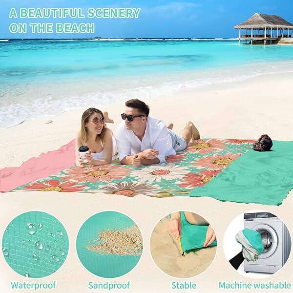 BYDOLL Beach Blanket Waterproof Sandproof,78''X81''/78''X110'' Large Sand Free Oversized Lightweight Sand Resistant Blanket, Picnic Mat for Beach Travel Camping Hiking Essentials - Image 5