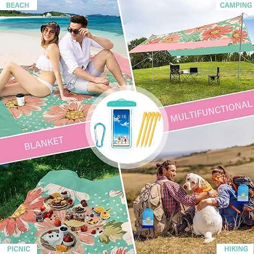 BYDOLL Beach Blanket Waterproof Sandproof,78''X81''/78''X110'' Large Sand Free Oversized Lightweight Sand Resistant Blanket, Picnic Mat for Beach Travel Camping Hiking Essentials - Image 7