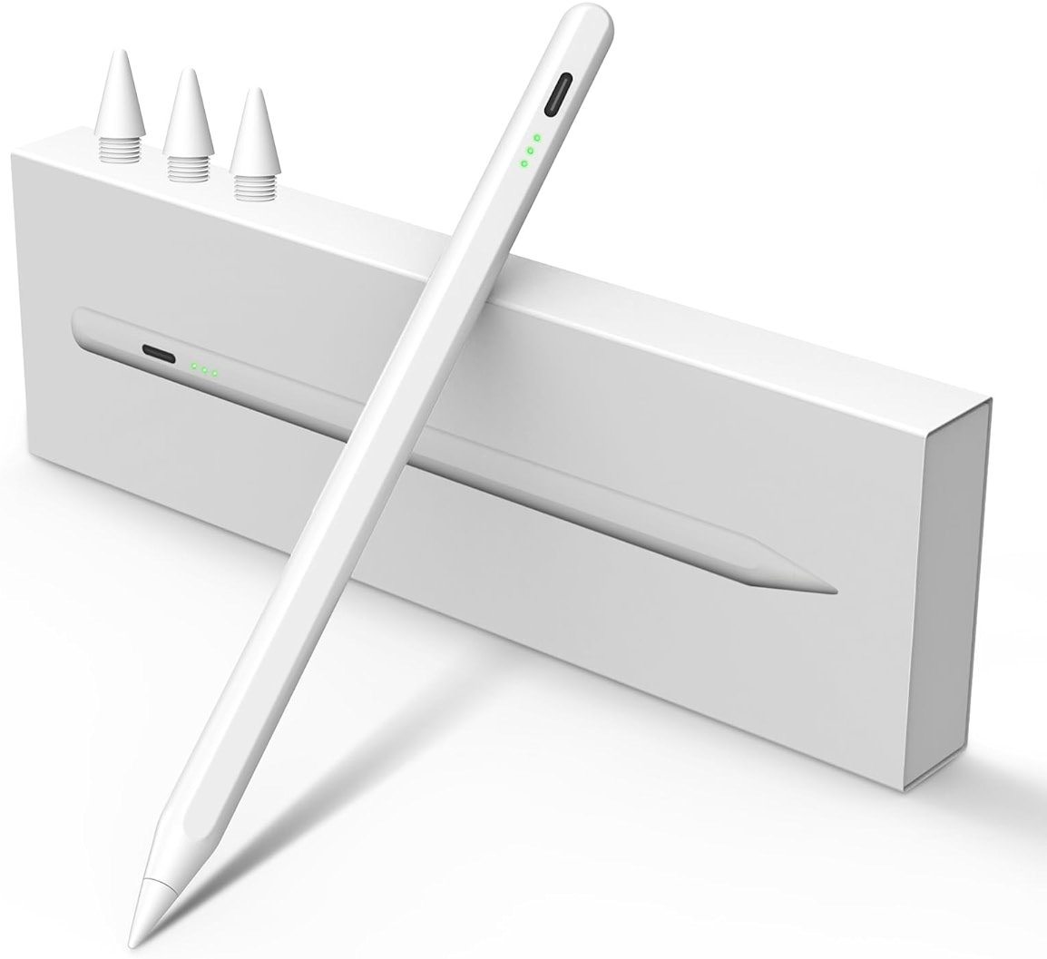 Stylus Pen for iPad Pencil 10th Generation, 2X Fast Charge Apple Pencil with Tilt Sensitivity & Palm Rejection, Compatible with 2018-2025 iPad 6-11th, Pro 12.9/11/13"/ M4, Air 3/4/5/M2/M3, Mini 5/6 - Product Image