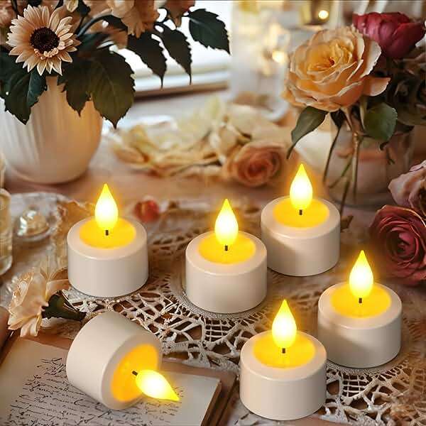 PChero 12 Pack Rechargeable Flameless Candles with Remote Timer, Battery Operated Tea Lights Candles, LED Flickering Tealights Candles for Home Wedding Halloween Fall Christmas Decor - Image 4