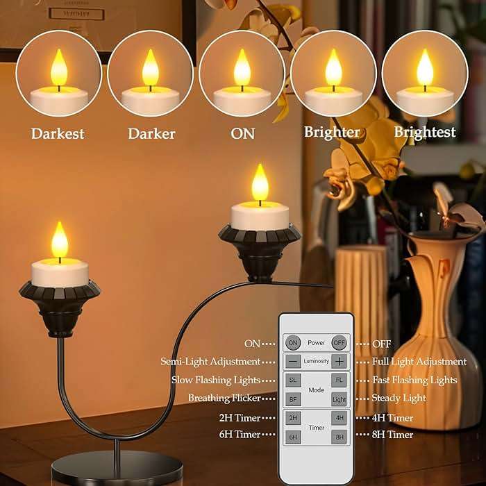 PChero 12 Pack Rechargeable Flameless Candles with Remote Timer, Battery Operated Tea Lights Candles, LED Flickering Tealights Candles for Home Wedding Halloween Fall Christmas Decor - Image 6