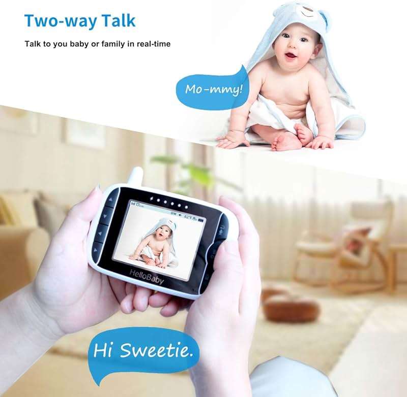 HelloBaby Video Baby Monitor with 2 Cameras and Audio. Baby Monitor with Remote Pan/Tilt/Zoom, VOX Mode, Night Vision, 2-Way Talk, 8 Lullabies - Image 2