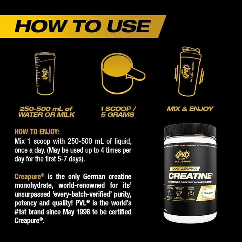 PVL Creapure Creatine – 100% Pure German Creatine Monohydrate Powder-Pharmaceutical Grade Muscle Building Supplement for Strength Training, Pre Workout & Post Workout Protein Support–410g 82 Servings - Image 5