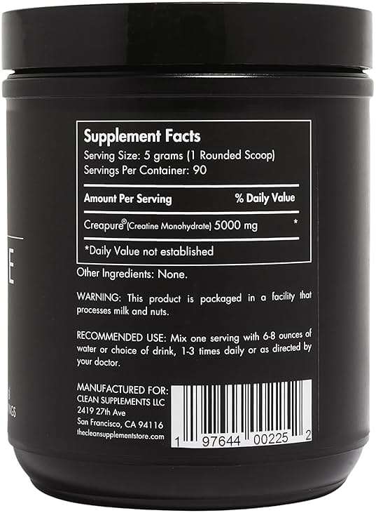 CLEAN Creatine - 100% Creapure® Creatine Monohydrate Powder for Muscle Health, Performance and Cognitive Support | 3rd Party Certified by NSF | 90 Servings | Unflavored | Vegan, Keto, and Gluten-Free - Image 2