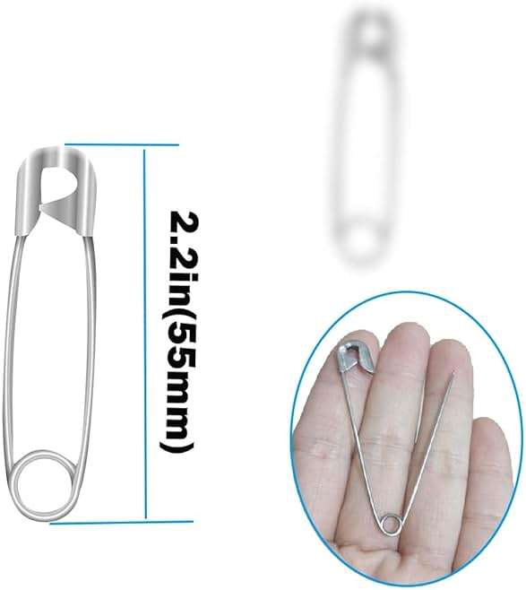 80Pcs Extra Large Safety Pins 2.2 inch (55mm) -Heavy Duty Large Safety Pins, Stainless Steel Safety Pin for Sewing,Baby Clothing, Diapers,Laundry,Decorations. - Image 2