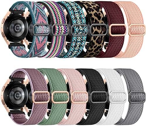 Easuny 12 Pack Stretchy Bands for Samsung Galaxy Watch 7 Band 6 5 4 Active 2 FE 40mm 44mm/Watch 6/4 Classic/5 Pro, Garmin Vivoactive 6/5/3/Forerunner 55/165, 20mm Elastic Watch Strap for Garmin Women - Product Image