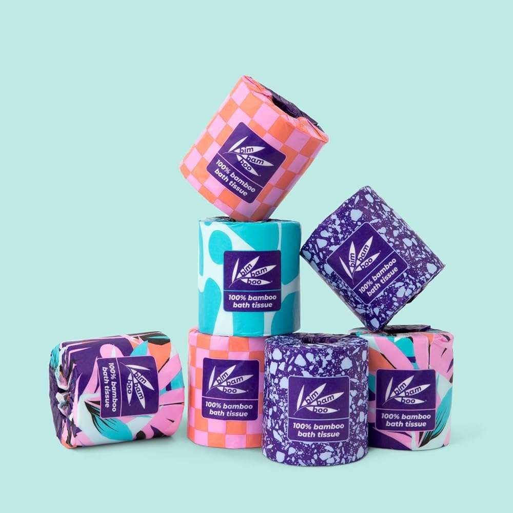 Bim Bam Boo Bamboo Toilet Paper 2 Ply - Sustainable Toilet Tissue - 8 Double Rolls, 320 Sheets Per Roll - Septic Safe - Plastic Free - Image 2