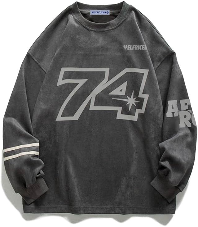Aelfric Eden Oversized Crewneck Sweatshirts for Men Vintage Graphic Pullover Loose Fit Streetwear Long Sleeve Top - Product Image