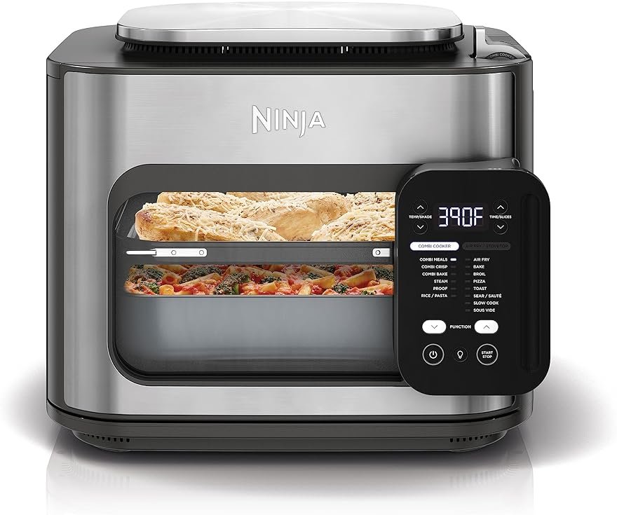 Ninja Combi All-in-One Multicooker, Oven, & Air Fryer, Complete Meals in 15 Mins, 14-in-1 Functions, Combi Cooker + Air Fry, Bake, Roast, Slow Cook and More, 3 Accessories, Stainless Steel, SFP701 - Product Image