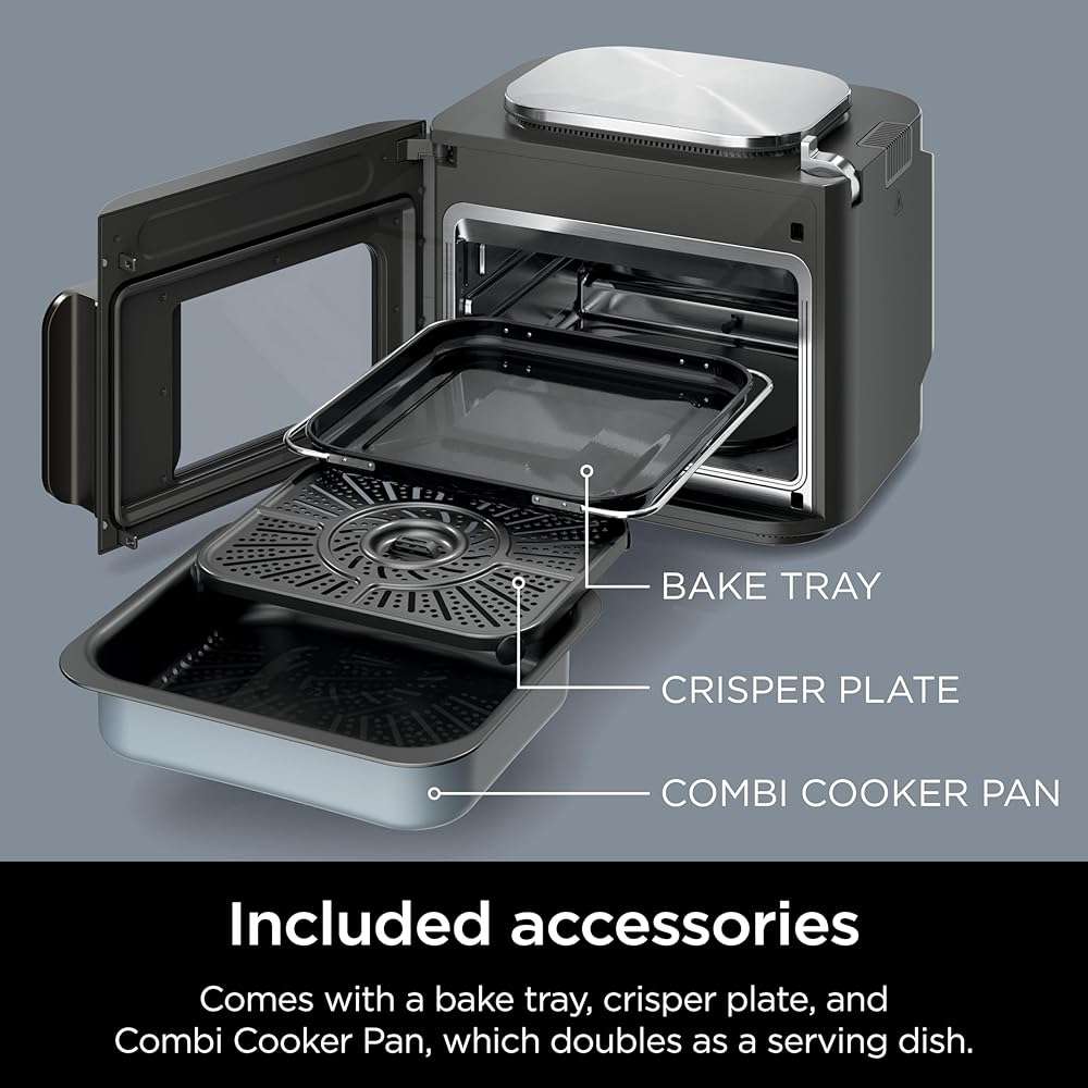 Ninja Combi All-in-One Multicooker, Oven, & Air Fryer, Complete Meals in 15 Mins, 14-in-1 Functions, Combi Cooker + Air Fry, Bake, Roast, Slow Cook and More, 3 Accessories, Stainless Steel, SFP701 - Image 13