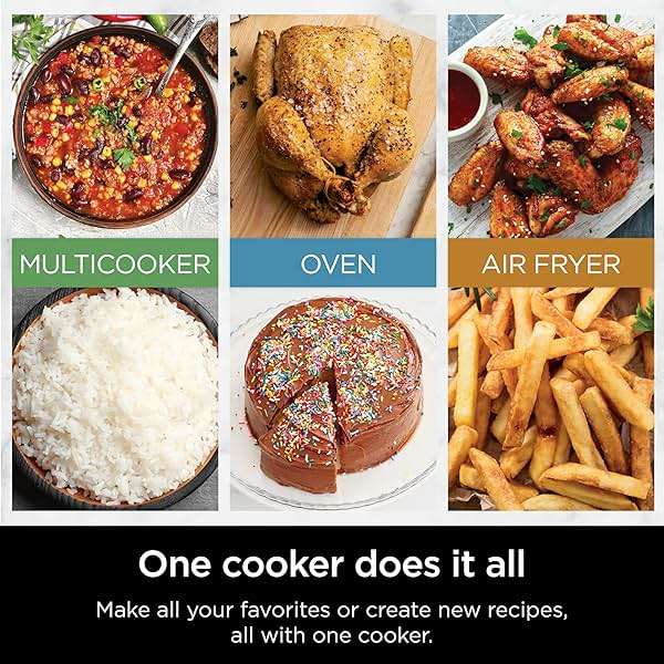 Ninja Combi All-in-One Multicooker, Oven, & Air Fryer, Complete Meals in 15 Mins, 14-in-1 Functions, Combi Cooker + Air Fry, Bake, Roast, Slow Cook and More, 3 Accessories, Stainless Steel, SFP701 - Image 5