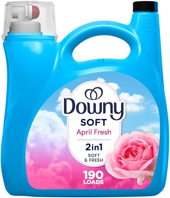 Downy Soft, 2 in 1 Soft and Fresh Liquid Fabric Softener, April Fresh, 140 fl oz, 190 Loads, Fabric Conditioner Liquid provides softness and freshness for fabrics - Product Image