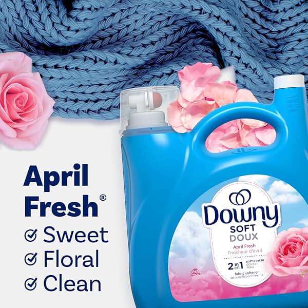 Downy Soft, 2 in 1 Soft and Fresh Liquid Fabric Softener, April Fresh, 140 fl oz, 190 Loads, Fabric Conditioner Liquid provides softness and freshness for fabrics - Image 5