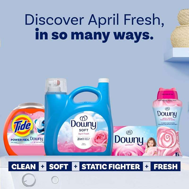 Downy Soft, 2 in 1 Soft and Fresh Liquid Fabric Softener, April Fresh, 140 fl oz, 190 Loads, Fabric Conditioner Liquid provides softness and freshness for fabrics - Image 8