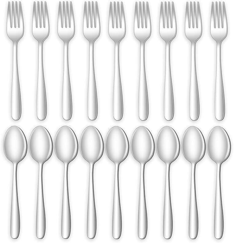 24-piece Forks and Spoons Silverware Set, Amafox Food Grade Stainless Steel Flatware Cutlery Set for Home, Kitchen and Restaurant, Mirror Polished Forks and Spoons Set for 12, Dishwasher Safe - Image 1