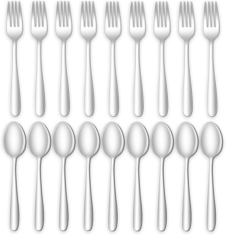 24-piece Forks and Spoons Silverware Set, Amafox Food Grade Stainless Steel Flatware Cutlery Set for Home, Kitchen and Restaurant, Mirror Polished Forks and Spoons Set for 12, Dishwasher Safe - Product Image