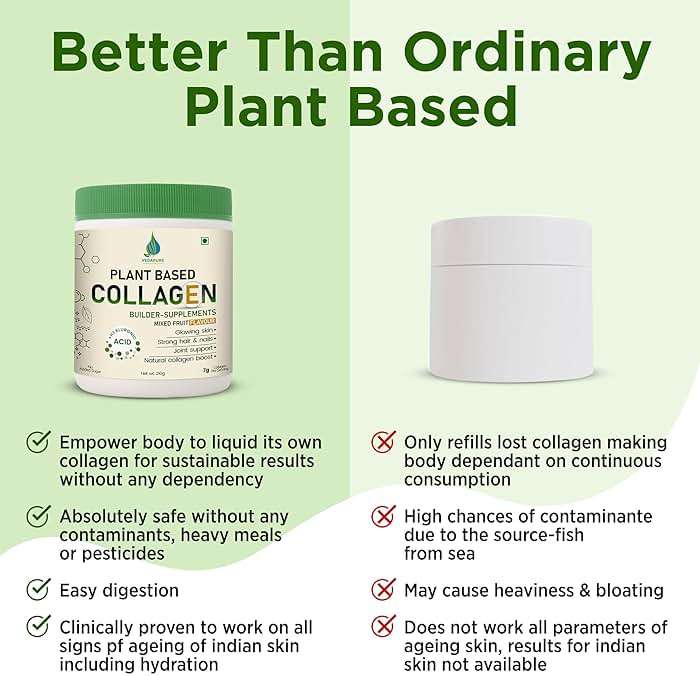 VEDAPURE Plant Collagen Peptides Powder | 7.05 oz Plant Based Vegan Organic Powder peptide Drink Mix with Hyaluronic Acid, Biotion, Vitamin E & C, Healthy Skin, Joints, Hairs, Nails - Image 5