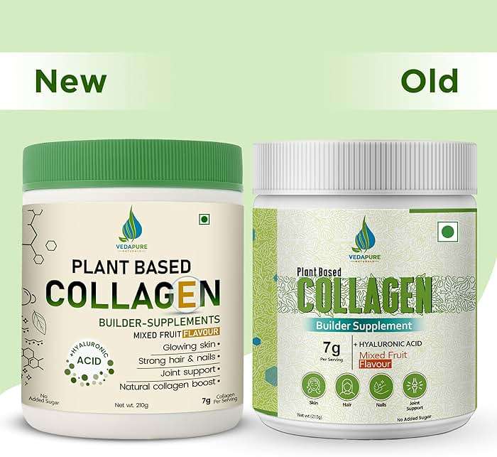 VEDAPURE Plant Collagen Peptides Powder | 7.05 oz Plant Based Vegan Organic Powder peptide Drink Mix with Hyaluronic Acid, Biotion, Vitamin E & C, Healthy Skin, Joints, Hairs, Nails - Image 8