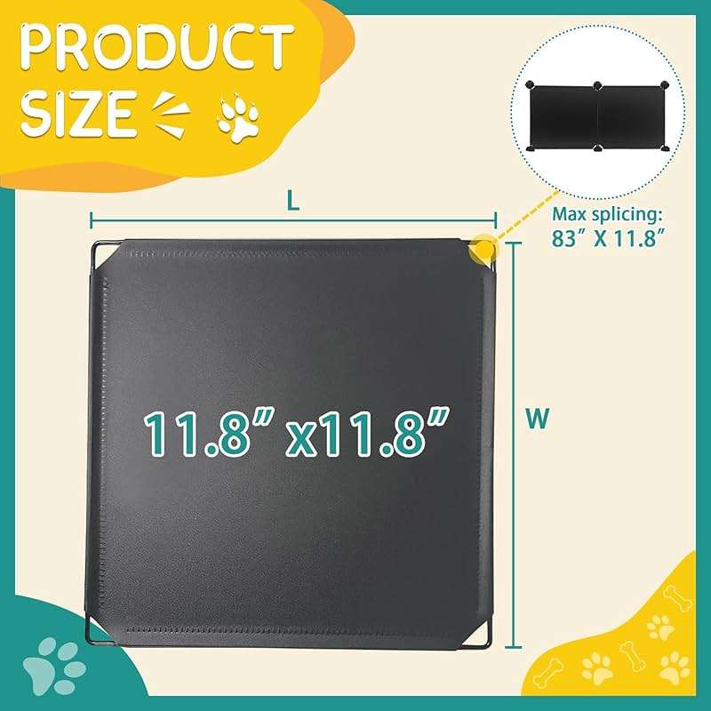 Hiflora 7 Pack Under Bed & Couch Blocker for Pets and Toys - 83" Length, 11.8" Height for One Side of Queen Bed | Includes Sticky Tape, Connectors & Zip Ties - Black - Image 3