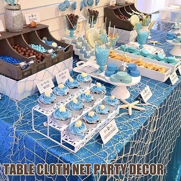 2 Pack Fish Net Decorations for Party, Natural Cotton Hawaiian Table Runner Party Fishing Net Decorative, Nautical Themed Decor Cotton Fishnet Under The Sea Pirate Ocean BeachHalloween Decor - Image 5