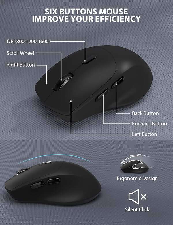 Wireless Keyboard and Mouse Combo - Full-Sized Ergonomic Keyboard with Wrist Rest, Phone Holder, Sleep Mode, 2.4G Quiet Keyboard for PC Laptop, Complete Work Setup for Office or Home -Trueque KM23 - Image 6
