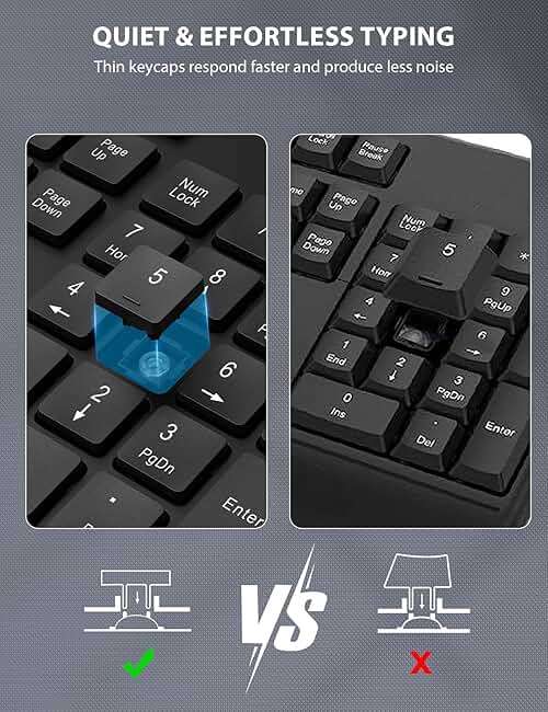 Wireless Keyboard and Mouse Combo - Full-Sized Ergonomic Keyboard with Wrist Rest, Phone Holder, Sleep Mode, 2.4G Quiet Keyboard for PC Laptop, Complete Work Setup for Office or Home -Trueque KM23 - Image 8